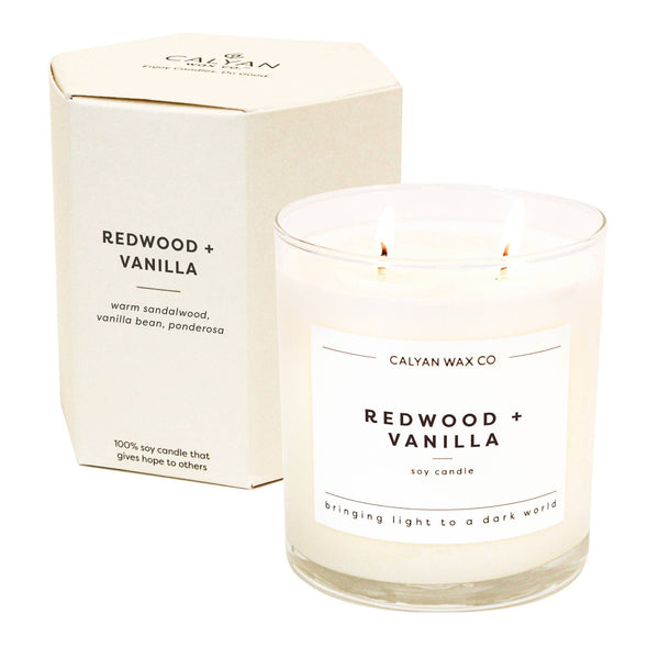 Redwood + Vanilla - Glass Tumbler Soy Candle