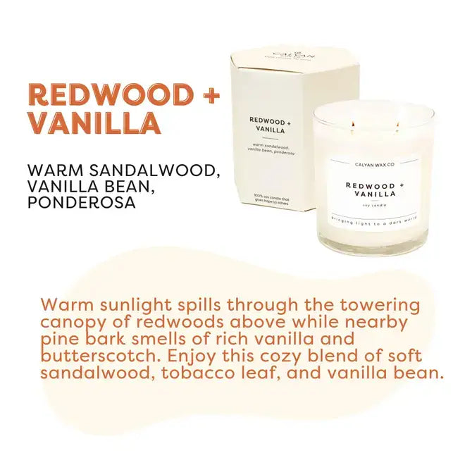 Redwood + Vanilla - Glass Tumbler Soy Candle - 0
