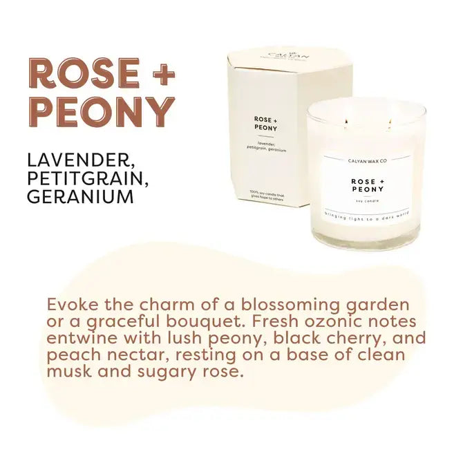 Calyan Wax Co. - Rose + Peony - Glass Tumbler Soy Candle - 0