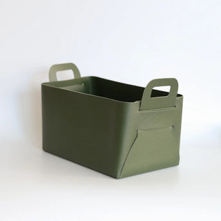 Vegan Leather Storage Basket | Medium | Green