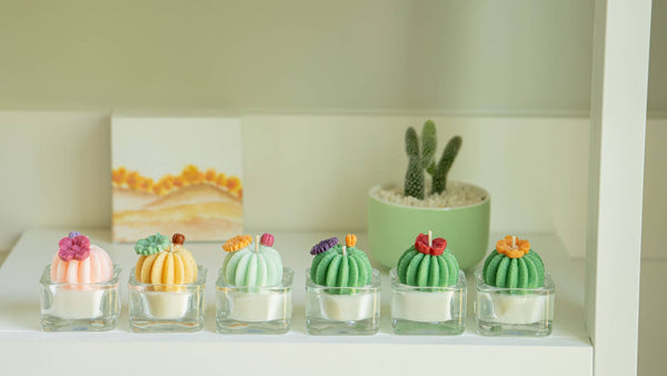 ZOETSTUDIO - Barrel Cactus Tealight Candles: Mint w/ orange