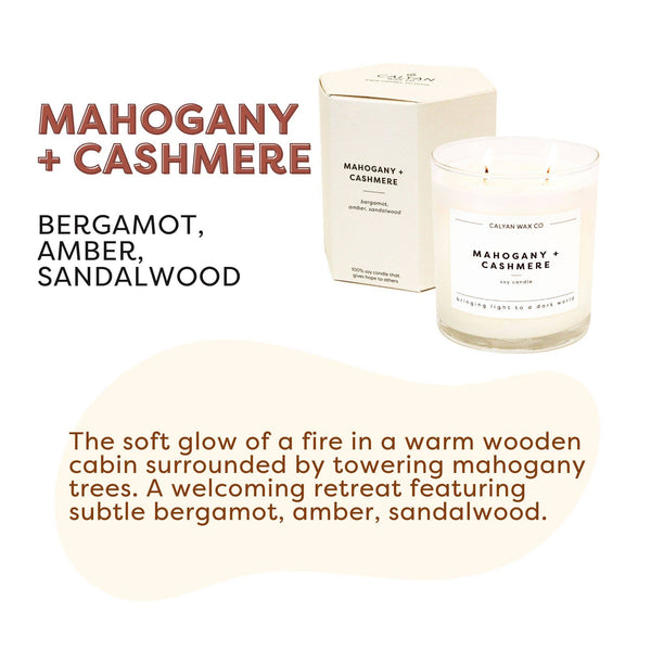 Calyan Wax Co. - Mahogany + Cashmere - Glass Tumbler Soy Candle