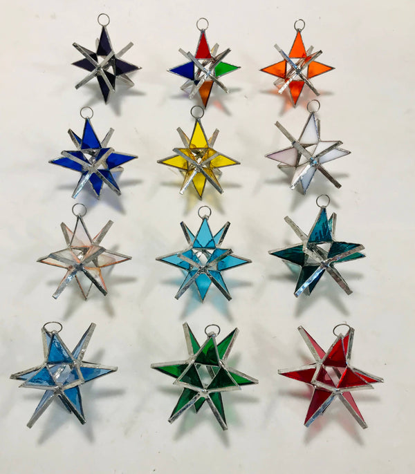 Fiesta Color - 4 1/4 inch -  Stained Glass Moravian Star.   Handmade: Cobalt Blue