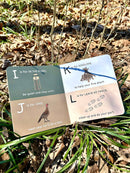 Educational card with nature-themed instructions on a grassy background