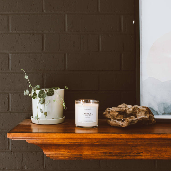 Musk + Teakwood Glass Tumbler Soy Candle