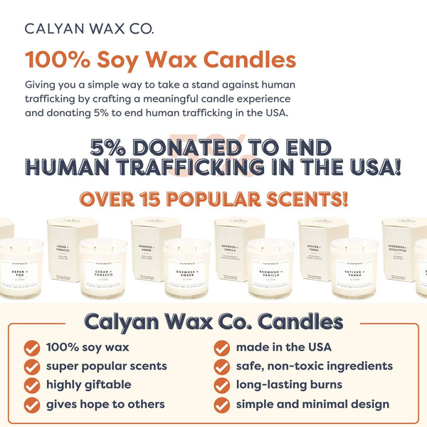 Calyan Wax Co. - Mahogany + Cashmere - Glass Tumbler Soy Candle