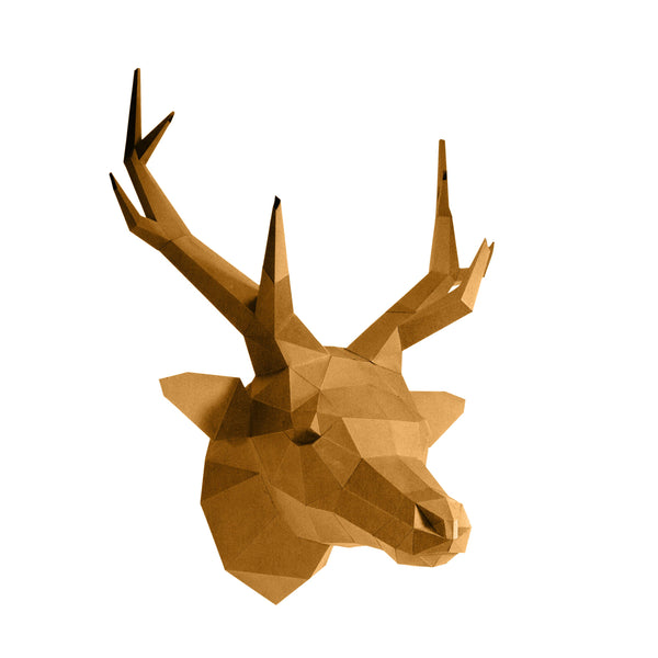 PAPERCRAFT WORLD - Gold Deer Head PaperCraft Origami Wall Art