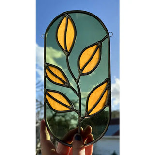 Chelbie Hunger Glassworks - Green Stained Glass Vine Panel