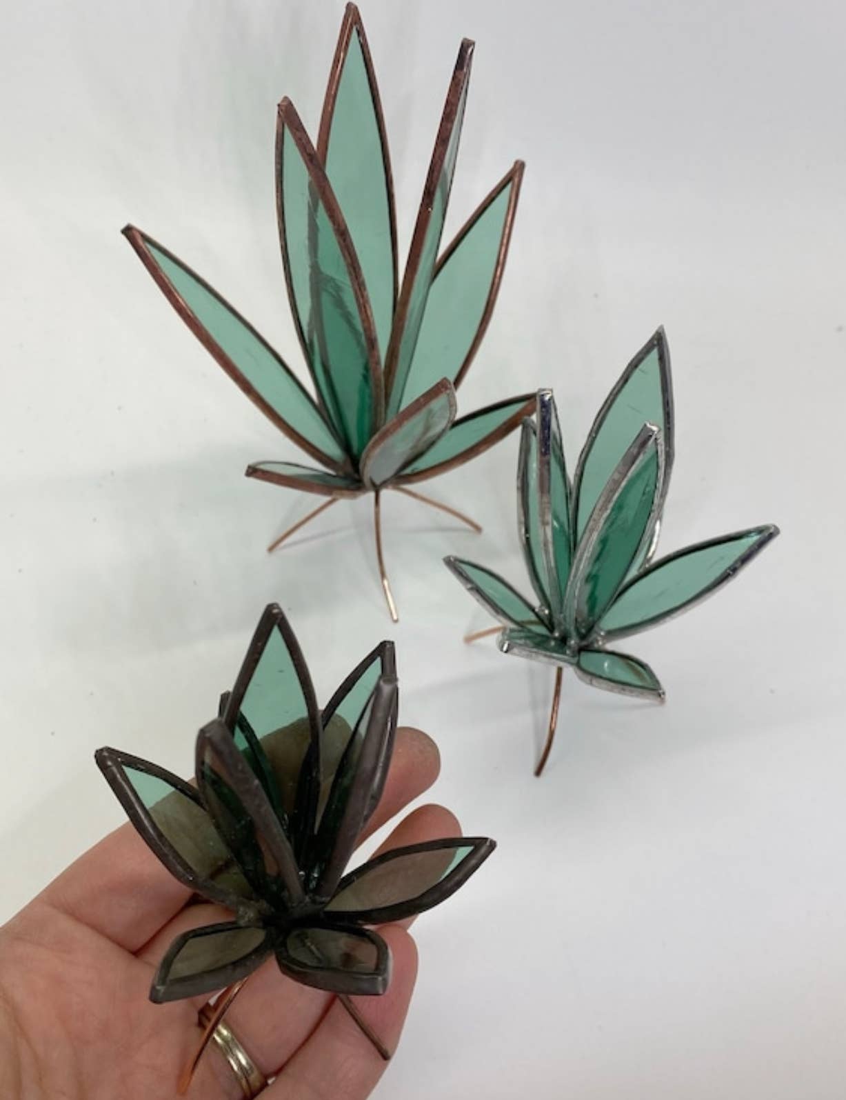 3D Stained Glass Snake Plant Desktop Sculpture: Large - 0