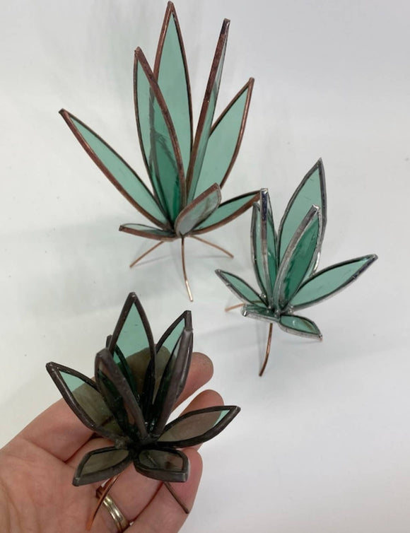 3D Stained Glass Snake Plant Desktop Sculpture: Large