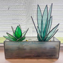3D Stained Glass Snake Plant Desktop Sculpture: Large-3