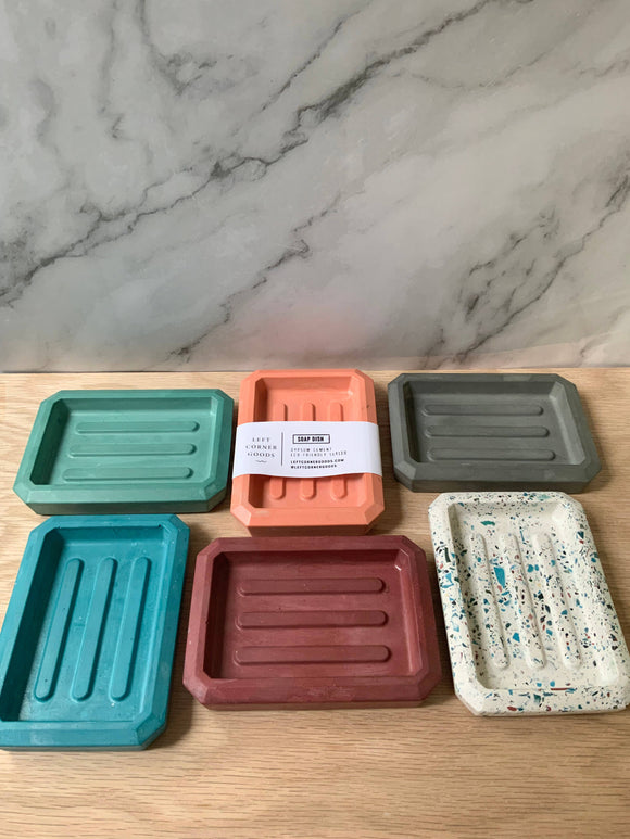 Left Corner Goods - Cement Stone Soap Dish: Sage green