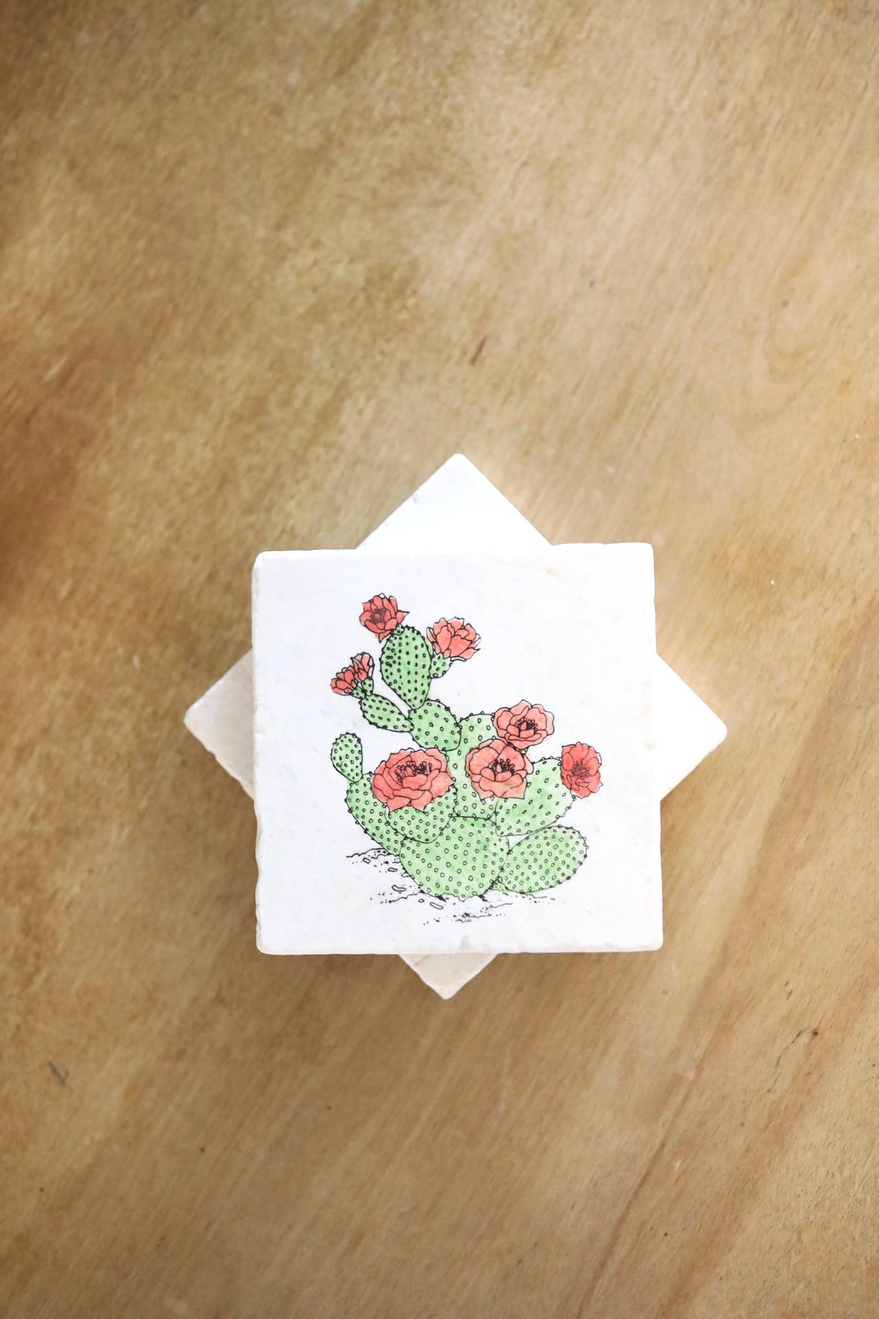 Lace, Grace & Peonies Marble Coasters - Prickly Pear Marble Coaster - 0