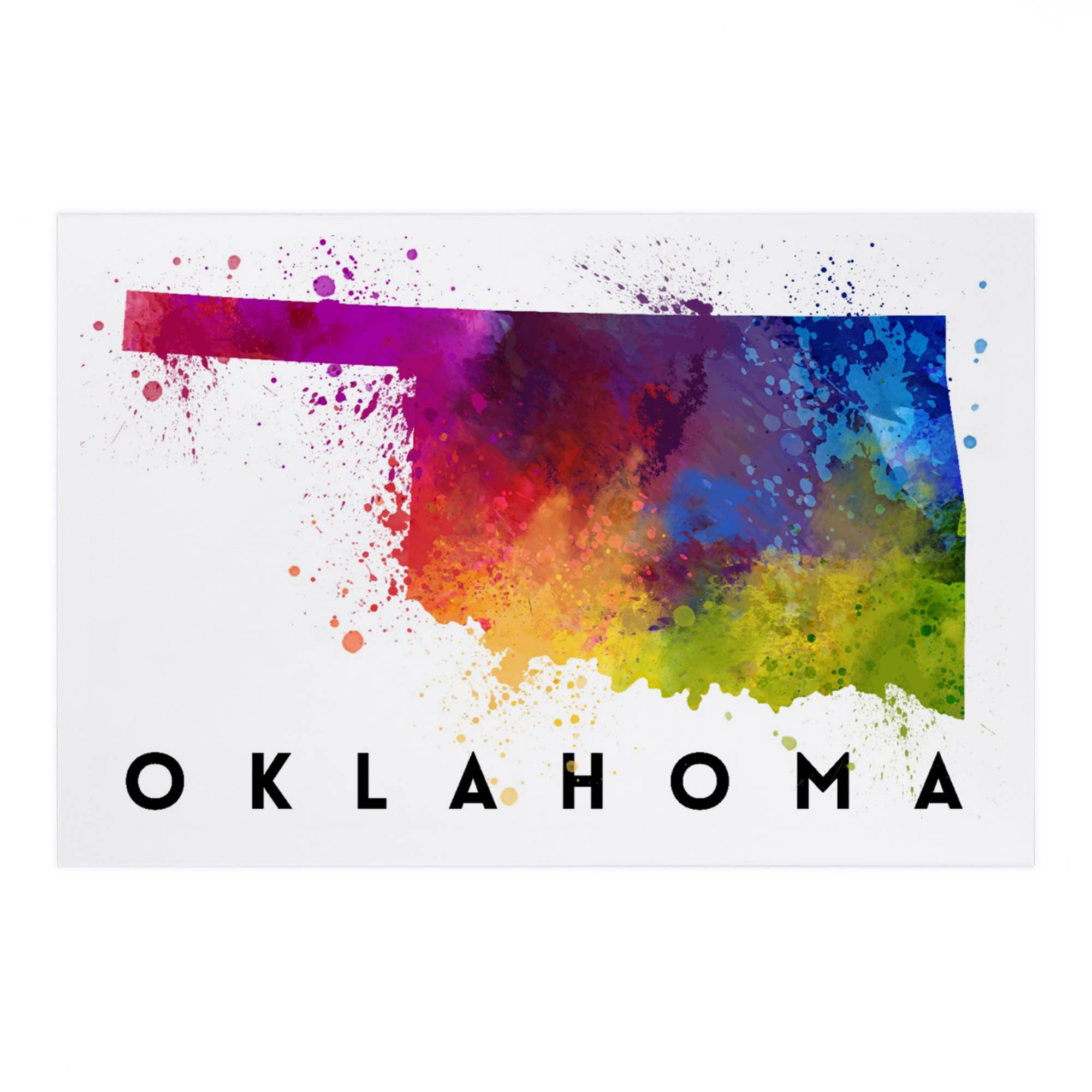 Lantern Press - PREMIUM POSTCARDS Oklahoma State Watercolor