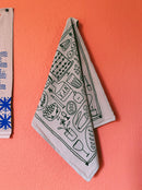 Julie Peach - Picnic on Taupe Tea Towel - 100% Cotton-4