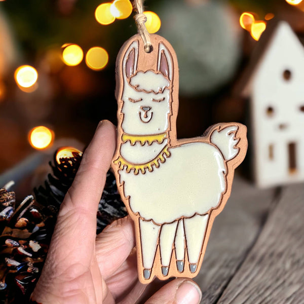 Little Clay Hen - Llama / Alpaca Artisanally Crafted Ornament: Black