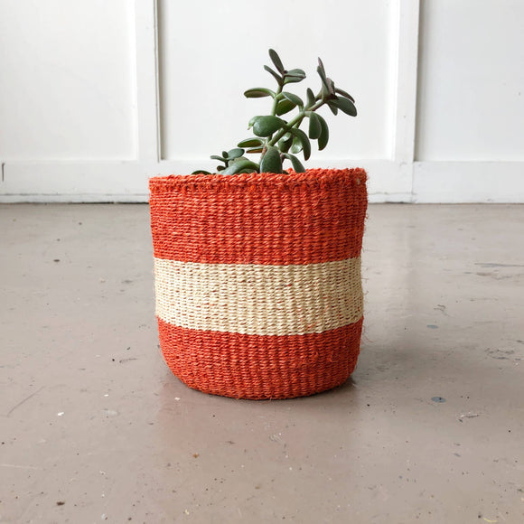 Amsha - Storage Plant Basket: Tomato: XS (6"x6") White Stripe