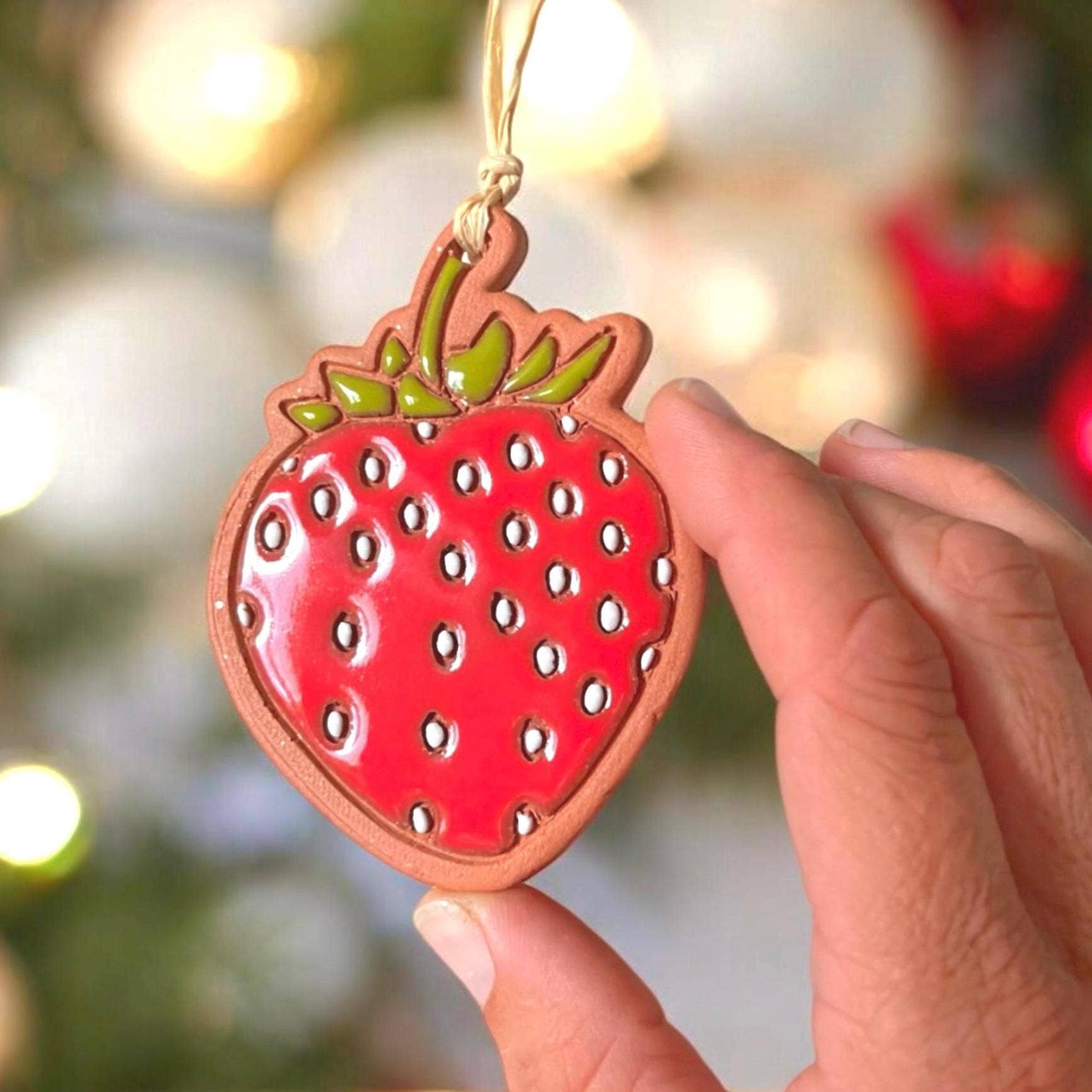 Little Clay Hen - Strawberry Artisanally Crafted Ornament - 0
