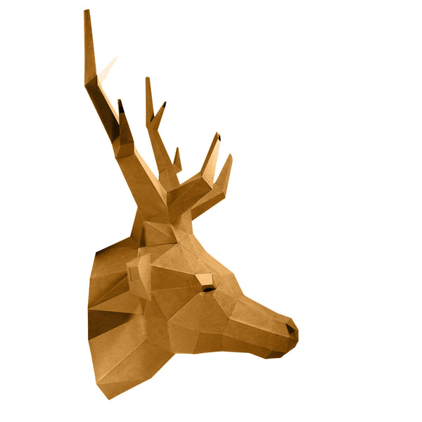 PAPERCRAFT WORLD - Gold Deer Head PaperCraft Origami Wall Art