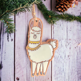 Little Clay Hen - Llama / Alpaca Artisanally Crafted Ornament: Black - 0