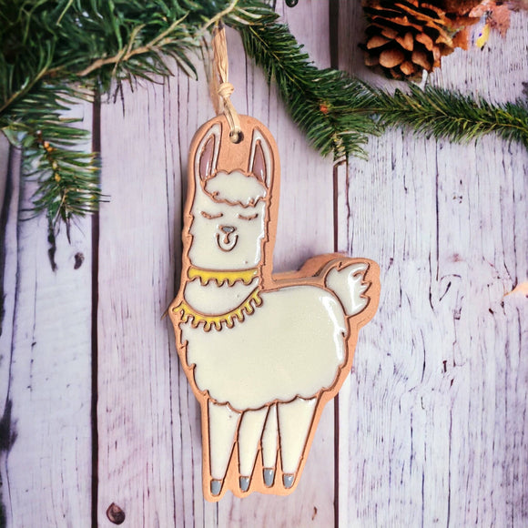 Little Clay Hen - Llama / Alpaca Artisanally Crafted Ornament: Cream