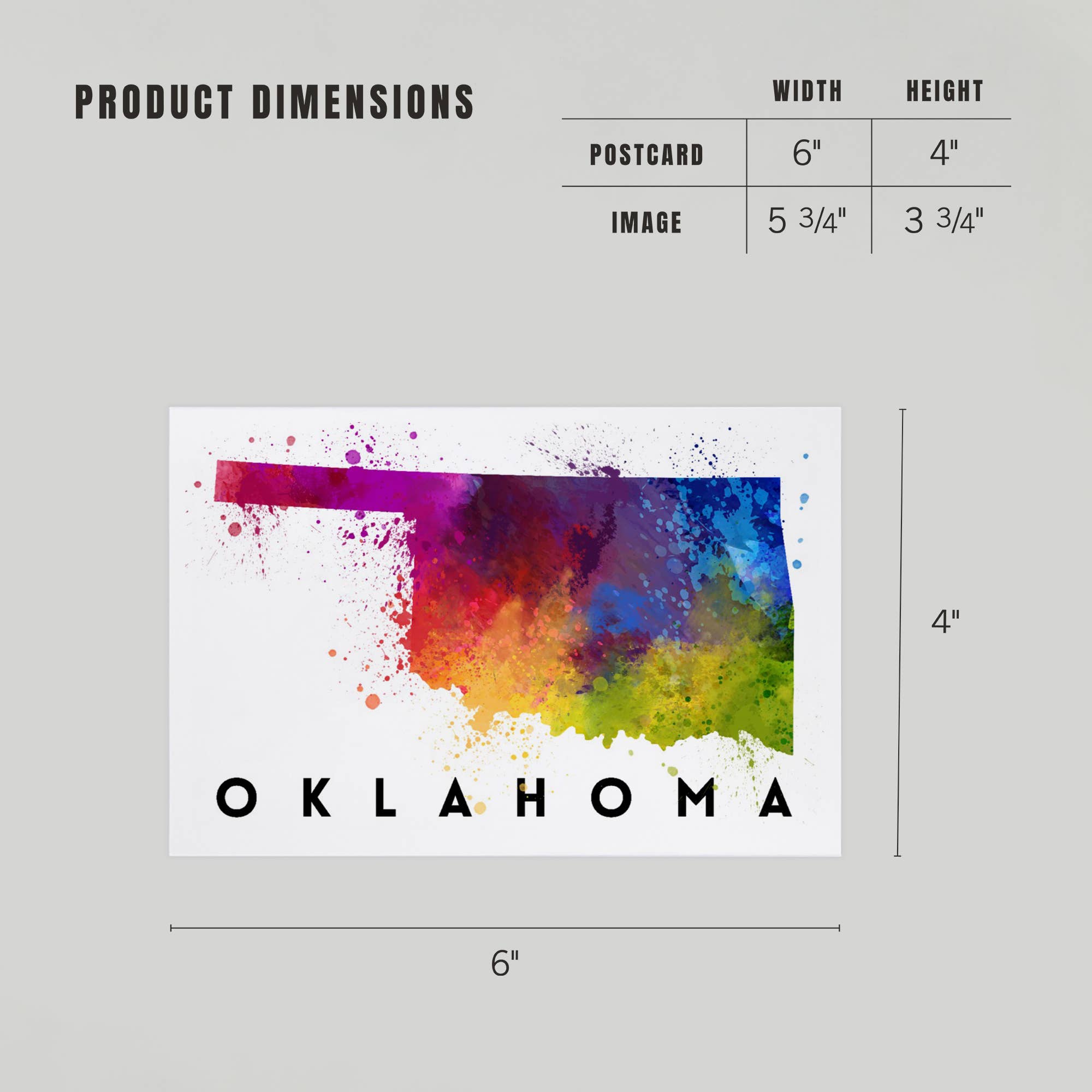 Lantern Press - PREMIUM POSTCARDS Oklahoma State Watercolor