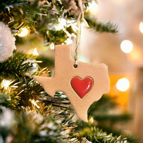 Little Clay Hen - Texas State Shaped Artisanally Crafted Ornament - 0