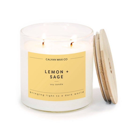 Calyan Wax Co. - Lemon + Sage - Glass Tumbler Soy Candle