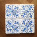 Lace, Grace & Peonies Marble Coasters - Blue Delft Tile Hand Painted Marble Coasters-2