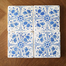 Lace, Grace & Peonies Marble Coasters - Blue Delft Tile Hand Painted Marble Coasters-4