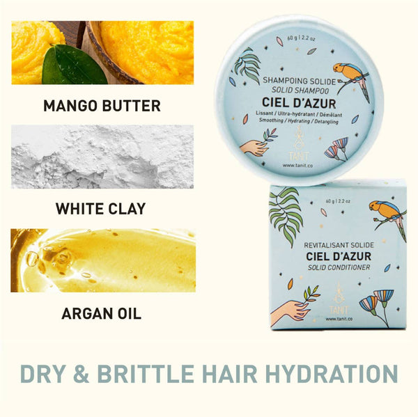 Shampoo Bar - Ciel D'Azur – Dry & brittle hair hydration: Yes / 2.2 oz / 60g / CIEL D'AZUR – Dry & brittle hair hydration | Smooth + Hydrate + Repair