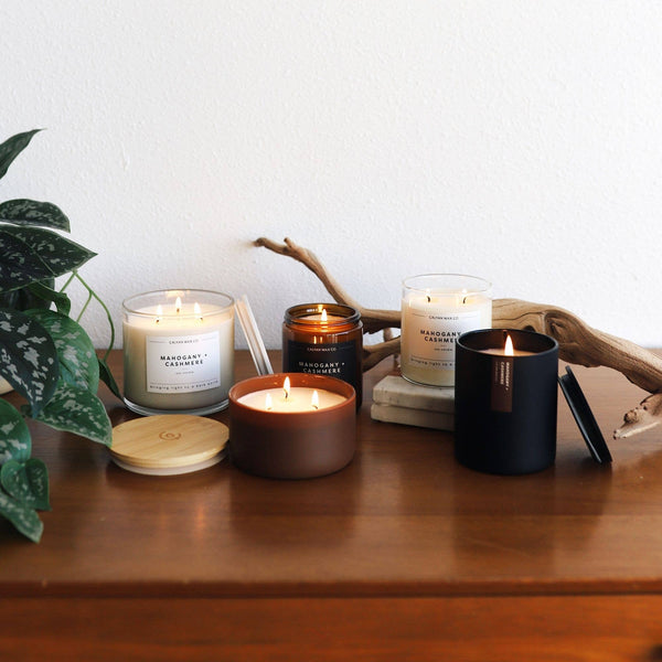 Calyan Wax Co. - Mahogany + Cashmere - Glass Tumbler Soy Candle