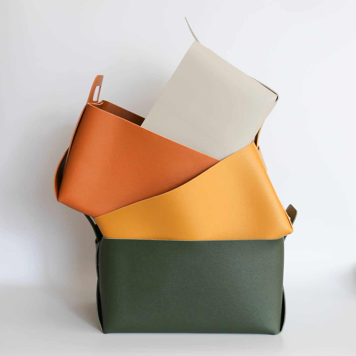 Zora Botanica - Vegan Leather Storage Basket, Medium: Yellow - 0