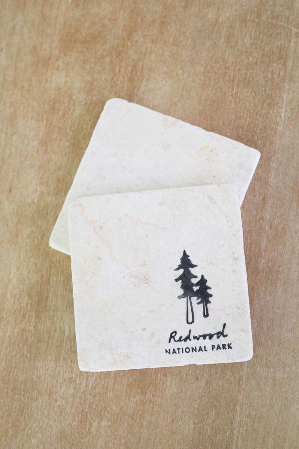 Lace, Grace & Peonies Marble Coasters - Redwood National Park Coaster