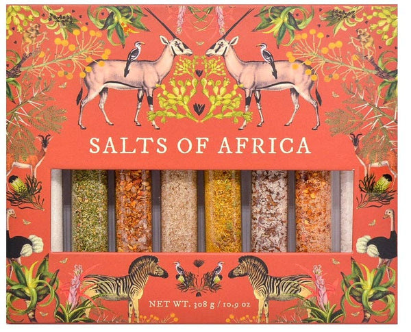 The African Home Goods - Salts of Africa Salt Collection | Gourmet Sampler Spice Gift Set | Gift for Men | Gift for Women | Gift for all occasions | Infused Salt | Caviar Salt | Cape Malay Salt | Oak Smoked Salt | Roobios Infused Salt | African Herb Salts