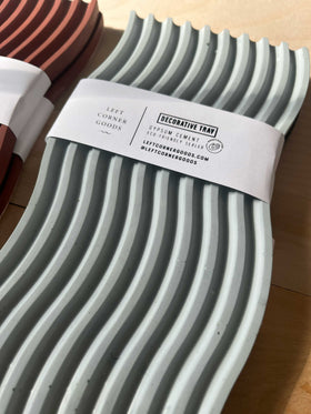 Left Corner Goods - Wave Boho Stone Decorative Tray: Pale Blue - 0