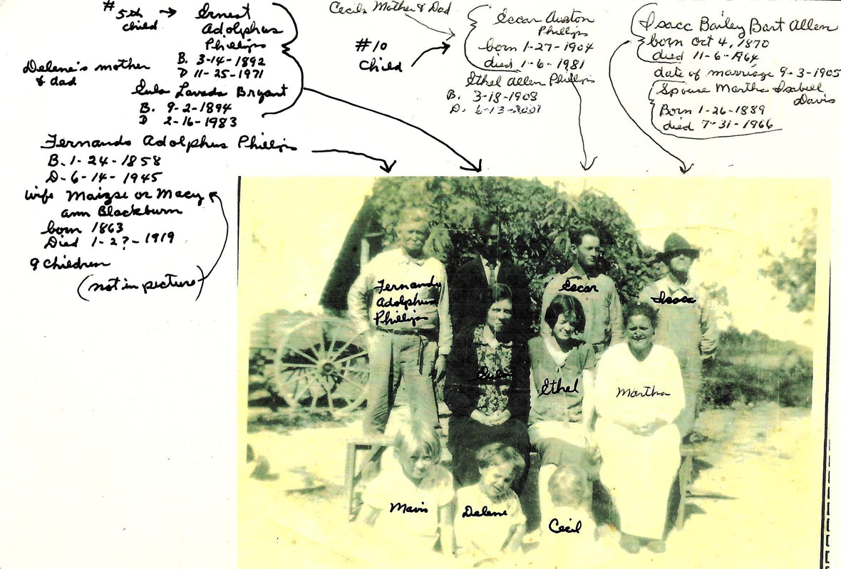 a photo of the phillips family in the late 1800's in rural oklahoma