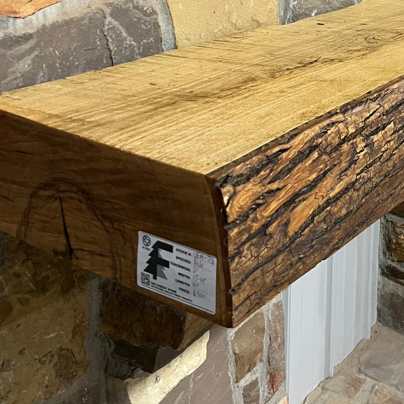 Live Edge Ash Fireplace Mantel LEM-731 | The Forest Store
