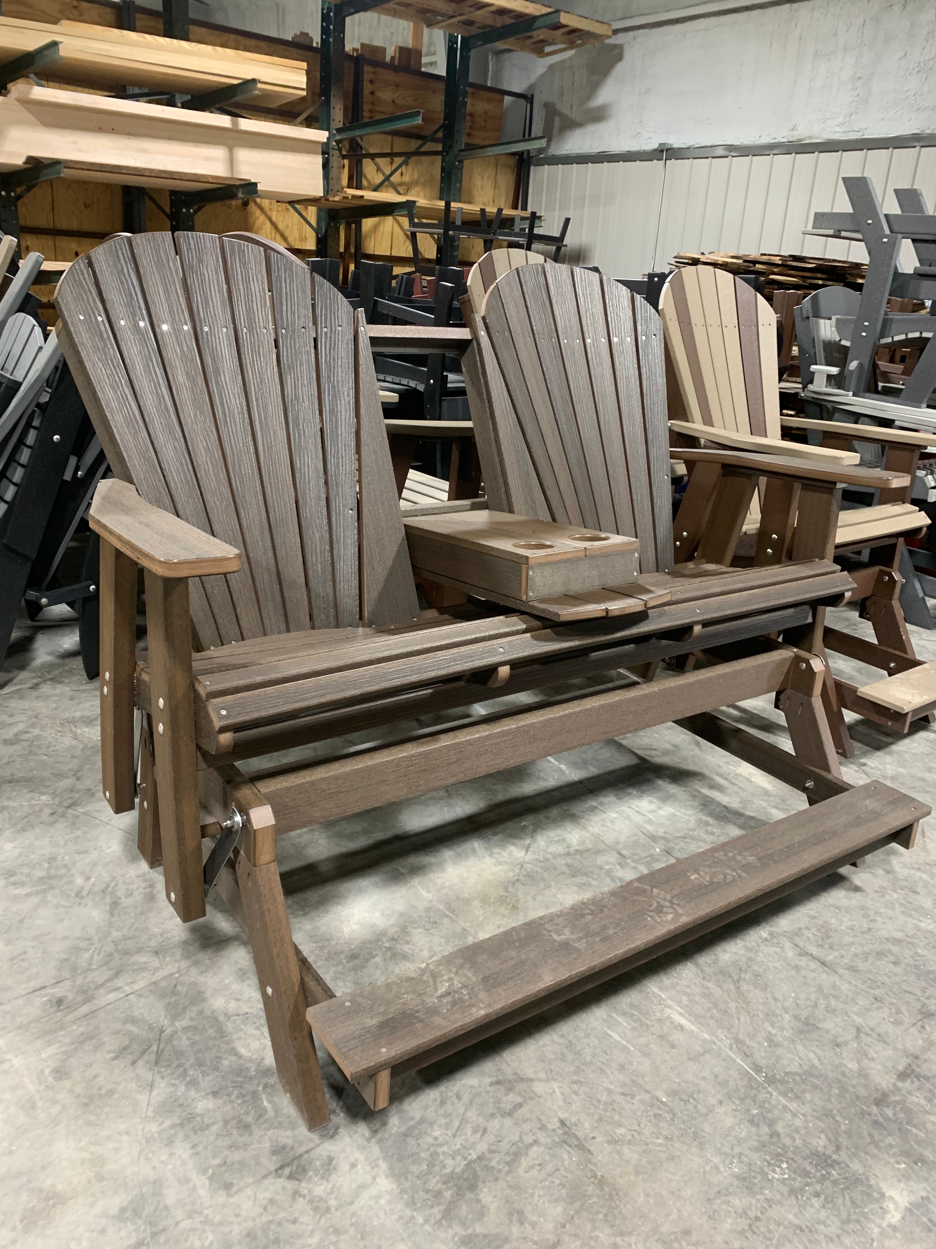 Outdoor Double Seated Adirondack Glider