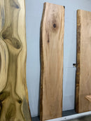  Live edge sycamore wood slab with natural grain and satin finish
