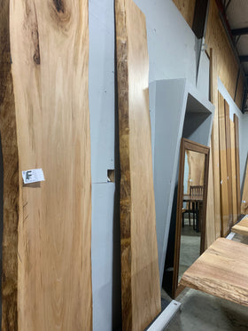 Live edge sycamore wood slab with natural grain and satin finish
