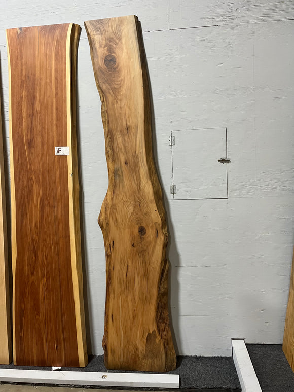  Live edge sycamore wood slab with natural grain and satin finish
