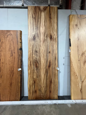  Live edge sycamore wood slab with natural grain and satin finish