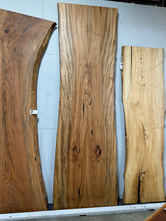  Live edge sycamore wood slab with natural grain and satin finish
