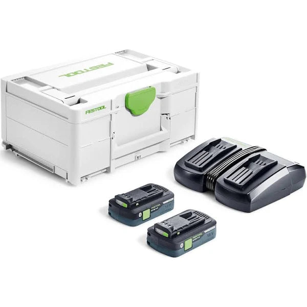 Festool 577108 Dual 4.0Ah Batteries and TCL 6 DUO Charger Energy Set Systainer