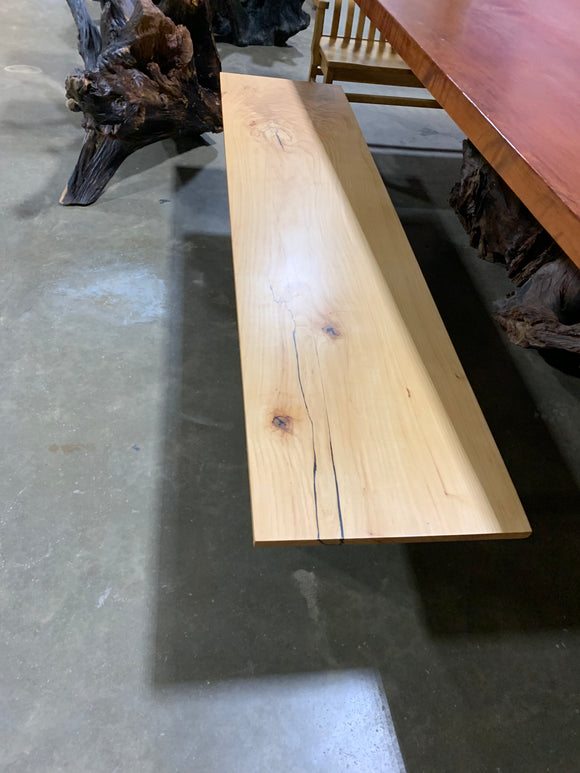 Square edge pecan slab with rich golden-brown tones, natural grain patterns, and organic edges