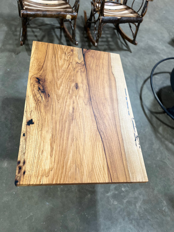 Square edge pecan slab with rich golden-brown tones, natural grain patterns, and organic edges.
