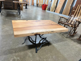 Square edge pecan slab with rich golden-brown tones, natural grain patterns, and organic edges.
