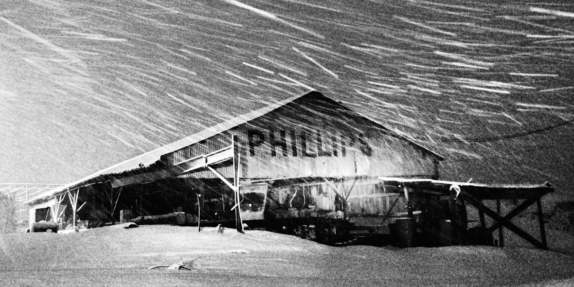 The historic Phillips Sawmill during an East Texas snowstorm. 