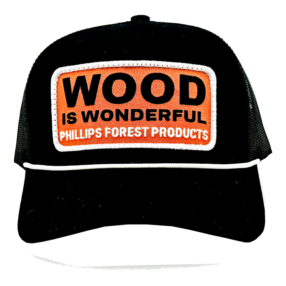 Wood Is Wonderful Black Richardson Trucker Hat